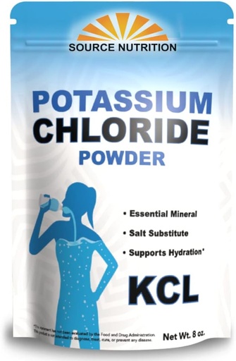 [BRSWYBIHAB7RYDY6] Source Nutrition Potassium Chloride Powder - Supports Hydration and Fluid Levels, Table Salt Substitute, Excellent Source of Potassium - KCL Supplement (8 oz.)