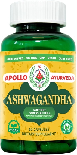 [BRSRMBITOAGWMFIY] Organic Ashwagandha Capsule - 5000 mg Equivalent Adaptogen Supplemento | Stress Relief, Mood Support Supplement, Focus and Energy Support - 60 Veg Capsule Made in USA
