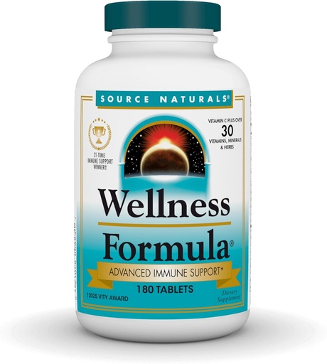 [BRSWIYQOAUMRA2A5] Source Naturals Wellness Formula Bio-Aligned Vitamins & Herbal Defense - Immune System Support Supplement & Immunity Booster* - 180 Tablets