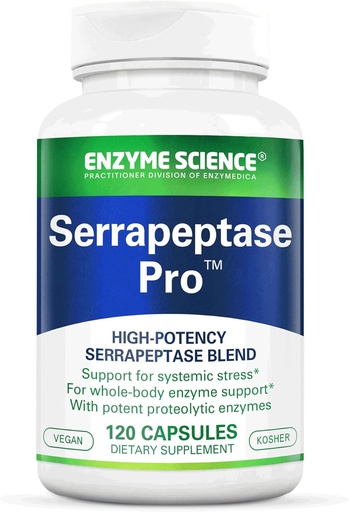 [BRSW22YFDN5WACYU] Enzyme Science Serrapeptase Pro, 120 cápsulas - Serratiopeptidase Suplemento para Sinus, Immune &amp; Cardiovascular Support