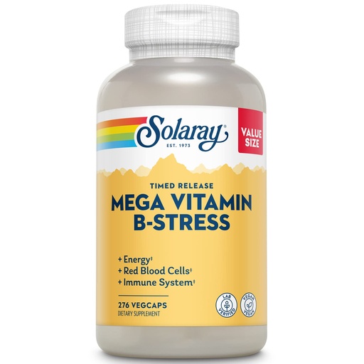 [BRSWYYAZOR4GEYLK] SOLARAY Mega Vitamin B-Stress - Timed Release Vitamin B Complex w/Vitamin B12, B6, Folic Acid, VIT. C - Stress, Energy, Red Blood Cell, Immune Support - Vegan, 60-Day Guarantee (276 CT)