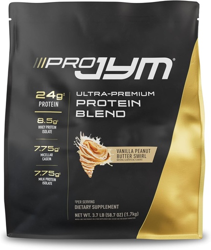 [BRSROZYTBUIAIDTA] Pro JYM Vanilla Peanut Butter Protein Toz - Whey Protein Isolates, Casein, & Milk Protein, Kişi və Qadınlar üçün Lean Muscle Building, JYM Təhsil, 45 Xidmət