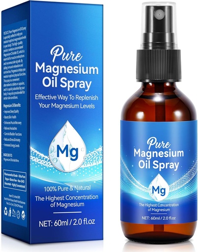 [BRSRAZQFDMBGMAA3] Pure Magnesium Oil Spray, Organic Magnesium Spray for Feet, Topical Magnesium Spray Glass Bottle,Nourish The Skin, Alleviate Hair Loss, Unclog Pores, 2 fl oz