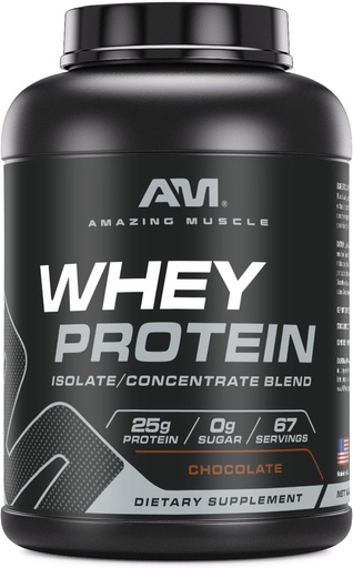[BRSWKEIABQHGKYLG] Amazing Muscle 100% Whey Protein Powder *Advanced Formula with Whey Protein Isolate as a Primary Ingredient Along with Ultra Filtered Whey Protein Concentrate (Chocolate, 5 lb)
