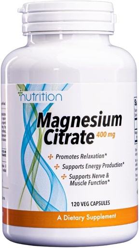 [BRSW2AL7C4PQ43LX] Dietary Supplement Capsules, Magnesium Citrate, Nutritional Health, 120 Counts, 400 mg