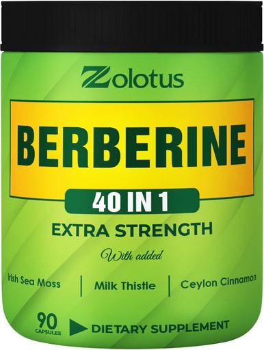 [BRSROHQFCAGWYC3Z] Zolotus Berberine Supplement 40 in 1, with Sea Moss, Cinnamon, Milk Thistle, Apple Cider Vinegar, Quercetin, Best Supplement for Immune System, Digestion & Heart Health