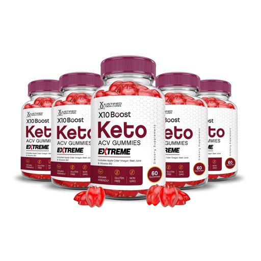 [BRSROBINBYNGYCTG] Justified Laboratories X10 Boost Keto ACV Gummies Extreme (2000 mg) - 60 Count, Pack of 5 - Formulated with Apple Cider Vinegar, Folate & Vitamin B12 - Non-GMO, Vegan, Gluten Free - 150 Servings