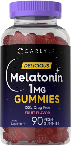 [BRSW2ZQFBV5GYYAV] Carlyle Melatonin 1mg Gummies | 90 Count | Fruit Flavor Gummy Supplement | Vegan, Non-GMO, Gluten Free