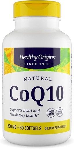 [BRSWIFYHBQPAIFDG] 健康起源-CoQ10 600 mg – 天然跨异构体Ubiquinone – 酵母发酵,支持心脏健康与细胞能量 – 非GMO 60软胶
