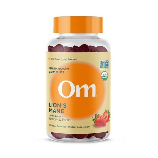 [BRSRMZI7BABROH3A] OM MUSHROOM SUPERFOOD Lion’s Mane Mushroom Gummies – USA Grown Organic Lion’s Mane – Supports Memory, Focus & Cognitive Health – Strawberry Flavor – 30 Servings, 60 Count.
