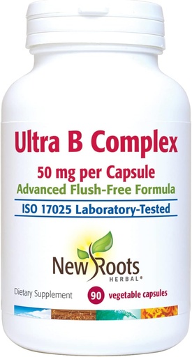 [BRSW2EANA4AQKYD5] NEW ROOTS HERBAL Ultra Vitamin B Supplement (50mg) with Vitamin B6, B12, Biotin | Advanced Immune Support Supplement (90 Veg Caps) | Flush Free Formula