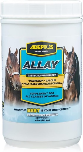 [BRSWIZT6O4OBKAL2] Adeptus Nutrition Allay Equine Supplement, Digestive Buffer w/Calcium & Magnesium, Calming Granular Formula w/Licorice, Prebiotic Base, Yeast Culture, Support for All Classes of Horses, 4 Lbs