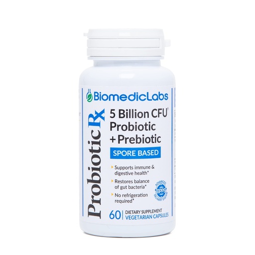 [BRSWYHTRAQCR43TP] Probiotic Rx: 5 Billion CFU – Probiotic + Prebiotic - Spore-Based – 60-Day Supply - SBO - Supports Immune & Gut Health - Soil-Based Organisms - No Refrigeration Required