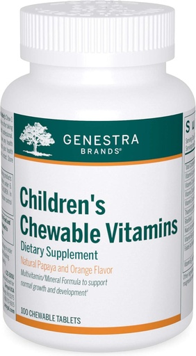 [BRSROAQ5AEOW2ADU] Genstra Brands Uşaqların Chewable Vitaminlər / Vitamin-Mineral Təhlükəsizliklər / 100 Chewable Tabletlər / Natural Papaya və Orange Flavor