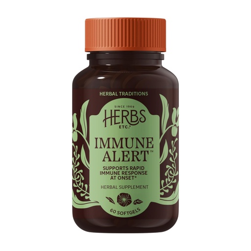 [BRSWGA3RDMDW2A3F] Herbs, Etc. Immune Alert Softgels, Gluten-Free & Organic, 60 Count | Fast-Acting Immune Support for Quick Defense with Organic Echinacea, Andrographis, and Elderberry for Natural Resilience