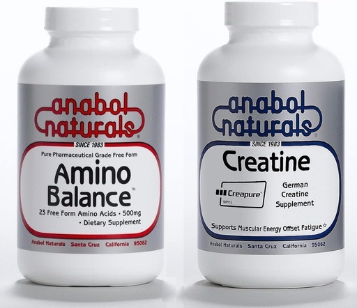 [BRSWIZ34A4CQKF3O] Anabol Naturals Energy Stack: Amino Balance 100 gram Pure Powder & Creapure Creatine 100 gram Pure Powder