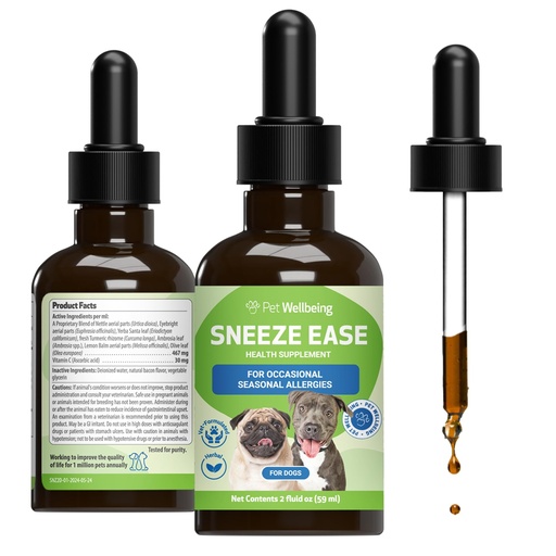 [BRSWKEDRPJYR4GTA] Pet Wellbeing Sneeze Ease for Dogs - Occasional Sneezing, Seasonal Allergies, Nose & Eye Discomfort, Eyebright, Nettles - Veterinarian-Formulated Herbal Supplement 2 oz (59 ml)