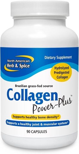 [BRSWGEI7BV4AYFDJ] NORTH AMERICAN HERB & SPICE Collagen Power-Plus - 90 Capsules - Collagen Supplement - Joint & Muscle Support, Healthy Hair, Skin & Nails - Bromelain, Papain, Vitamin C - Non-GMO - 30 Servings