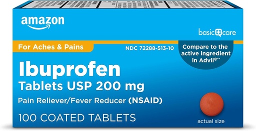 [BRSWYCANDF6QKDTX] Ibuprofen tablete za osnovno nego 200 mg, Reliever/ reduktor tekočine 100 (pakiranje se lahko razlikuje)