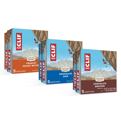 [BRSRAZQ5PNYGAHLG] CLIF BAR - Energy Protein Bars - Variety Pack - 3 Flavors - Made with Organic Oats - Energy Bars - Non-GMO - (30 Pack)