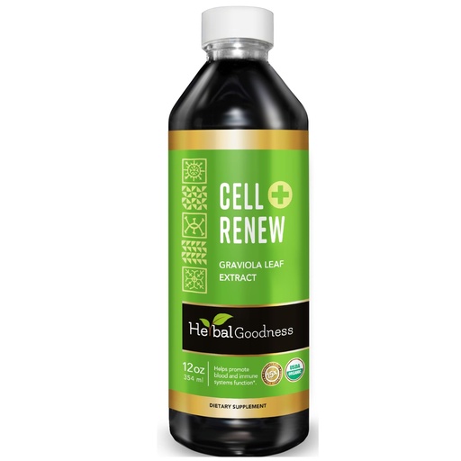 [BRSRMFT4DJ7BACTU] Soursop Extract Organic Cell Renew Graviola Leaf Extract 12oz – 15X Natural Soursop Juice Concentrate, Promotes Cell Regeneration, Immunity Boost, Sleep Support - Kosher Certified - Made in USA