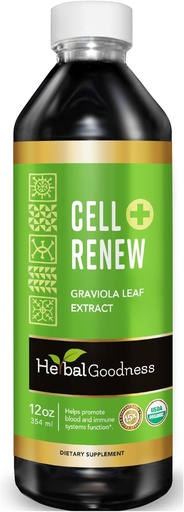 [BRSRMFT4DJ7BACTU] Soursop Extract Organic Cell Renew Graviola Leaf Extract 12oz – 15X Natural Soursop Juice Concentrate, Promotes Cell Regeneration, Immunity Boost, Sleep Support - Kosher Certified - Made in USA