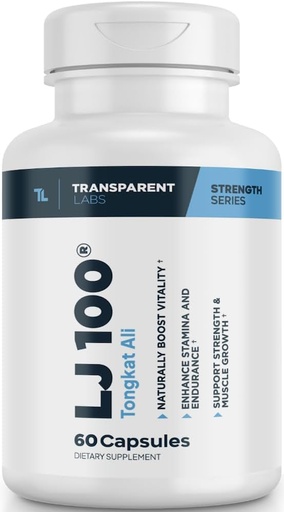 [BRSRA237BMFBS23L] Transparent Labs LJ100 - Eurycoma Longifolia Tongkat Ali Extract 100mg Capsules for Lean Body Mass, Strength, and Performance Enhancement - 60 Count