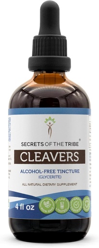 [BRSWGYD7OF4GKHLF] Secrets de la Tribe Cleavers Teinture Extrait liquide sans alcool, Cleavers (Galium aparine) Herbe séchée (4 FL OZ)