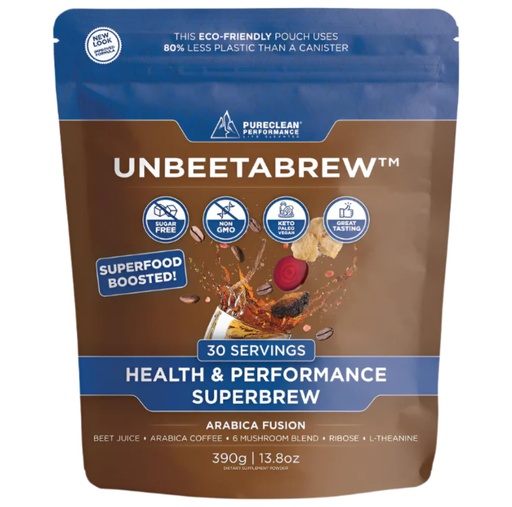 [BRSWGFT2DN7BSCDA] UNBEETABREW Organic Beetroot & Mushroom Coffee – Plant-Based, Energy with Beet Juice, Adaptogens, L-Theanine & D-Ribose – Focus, Strength & Stamina – USA Made with Organic Arabica Beans - 30 Servings