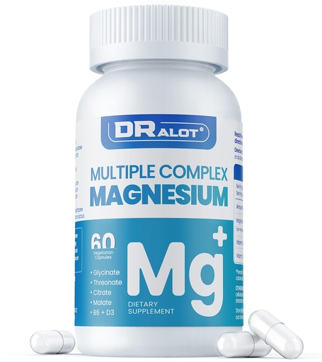 [BRSRA2T2DEIB6CAZ] Quadruple Magnesium Supplement, 400mg of Chelate Magnesium Glycinate, L-threonate, Citrate & Malate | Max Absorption Complex w/Vitamin D3 & B6, for Sleep Heart Muscles Nerves, Non-GMO, 60 Vegan Caps