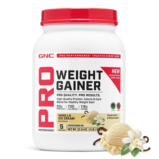 [BRSWKHYQCZ7BC3IZ] GNC Pro Performance Weight Gainer Protein Powder, Increase Muscle Mass, Banned Substance Tested, Vanilla Ice Cream, 6 Servings