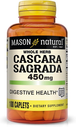 [BRSWIFYLAQNB423M] MASON NATŪRALUS Cascara Sagrada 450 mg, augalinis priedas normaliam skaitmeniniam palaikymui, 100 kapsulių