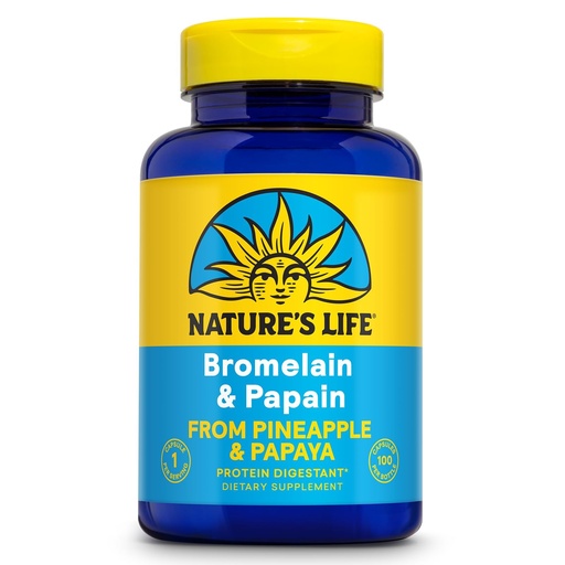 [BRSWIYT3OMABGYLK] Nature's Life Bromelain & Papain from Pineapple and Papaya - Digestive Enzymes for Women and Men - Protein Digestion, Digestive Health, Gut Health Support - Vegan, 60-Day Guarantee - 100 Servings