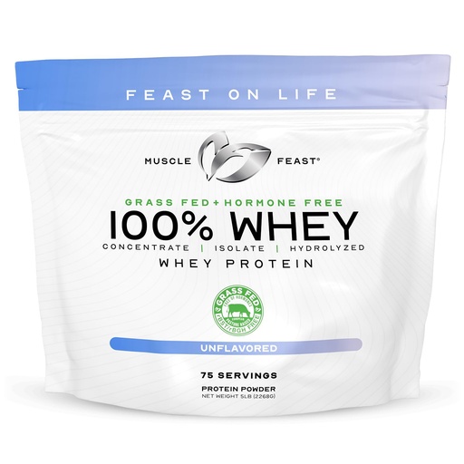 [BRSWIZ3ZOR4AKGTC] Muscle Feast 100% Grass Fed Whey Protein Powder, All Natural Hormone Free Paure Raised Whey Protein Powder for Women & Men- Whey Concentrate, Isolate & Hydrolyzed Protein Powder Blend- Unflavored, 5lb