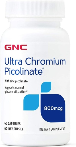 [BRSWYZQ3CV4BSD37] GNC Ultra Chromium Picolinate 800mcg, unterstützt Glucose-Utilisation, 60 Kapseln