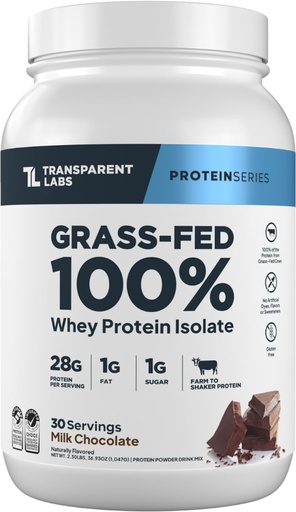 [BRSROA32OEGWOYDV] Transparent Labs Grass-Fed Whey Protein - 30 Servings, Milk Chocolate