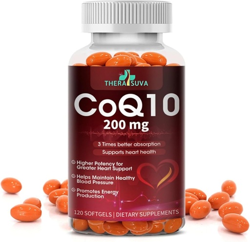 [BRSROAYTBV7AM3LG] High-Absorption CoQ10 200 mg – Gluten-Free Softgels for Heart, Stamina & Brain Support - 60-Day Supply, 120 Count