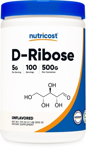 [BRSWIBIIBEOGA3YZ] Nutricost D-Ribose Powder 500 Grams - 5000mg Per Serving, Non-GMO (500 Grams)