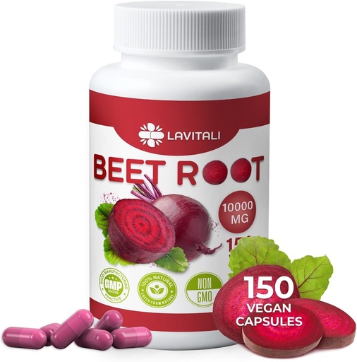 [BRSROFL4CQGRGCLA] 150 Beet Root Extract Kapsler, 1000 mg per servering, 100% naturlig og ren fra beet Root, Ingen gluten, Ingen sukker, vegansk kapsler, høy konsentrert Herbal Beet Root Extract.