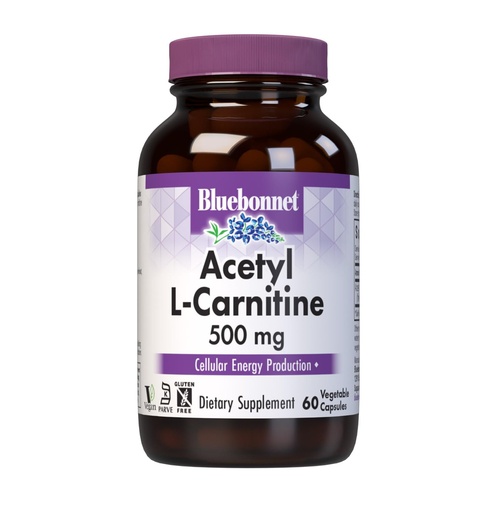 [BRSWIYYPDMMBAH32] Bluebonnet Acetyl L-Carnitine 500 mg Vitamin Capsules, 60 Count