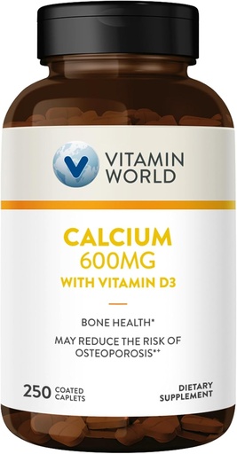 [BRSWGFLRCMDWM2Q2] Vitamin World Calcium 600mg + Vitamin D3 250 Coated caplets