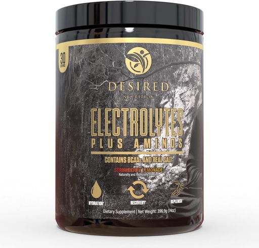 [BRSROEI7A57WEDT2] Electrolytes Plus Amino Electrolytes Plus Amino Recovery Drink Powder, Complete Hydration and Amino Acids/BCAAs, Strawberry Lemonade (30 Servings)