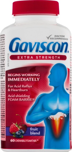 [BRSWIFIGOEGBG3T4] Gaviscon Extra Strength Fruit Antacid 60 Tablets