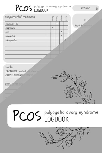 [BRSROBQCPN5WEYA3] PCOS LOGBOOK: 补充跟踪器, 餐具计划器, 周期跟踪器, 150页, 6x9 in, 最小化设计