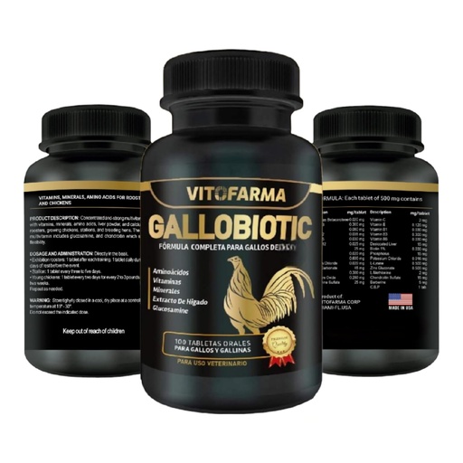 [BRSW2BD7CQCWC2TD] Gallobiotic Natural Multivitamin for Rooster, Hens - 100 Tablets | Vitamina Completas para Gallos