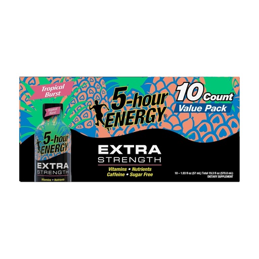 [BRSRMCT7BZ6BO3L2] 5-timmars energi, skott extra styrka, tropisk Burst, 1,93 Fl Oz, 10 greve