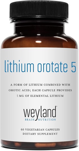 [BRSWIAQLO4AB23YV] Lithium Orotate - 5mg of Elemental Lithium per Vegetarian Capsule