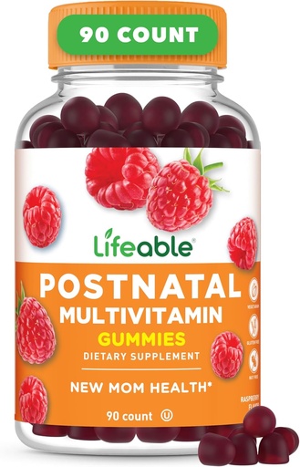 [BRSRAEADPN6A4C3A] Multivitamínico posnatal con ferro, colina e iodo | Excelente sabor de vitaminas postnatales para mulleres lactantes | Vegetariano Non-GMO Suplemento | 90 Gummies