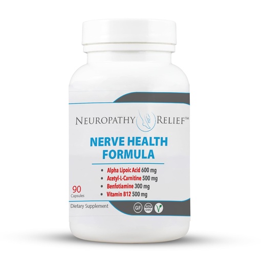 [BRSROHDRAUPRSH3B] Neuropathy Relief™ Nerve Health Formula - Advanced Support with Alpha Lipoic Acid, Acetyl-L-Carnitine, Benfotiamine, and Vitamin B12-90 Capsules