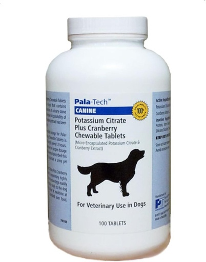 [BRSWIYAYOMHR4YLM] Tratamento de ITU do cão - Citrato de potássio Plus Suplemento de cranberry para cães 100 comprimidos mastigáveis para infecção de trato urinário e prevenção de pedra de bexiga, suporte de incontinência canina Made in USA